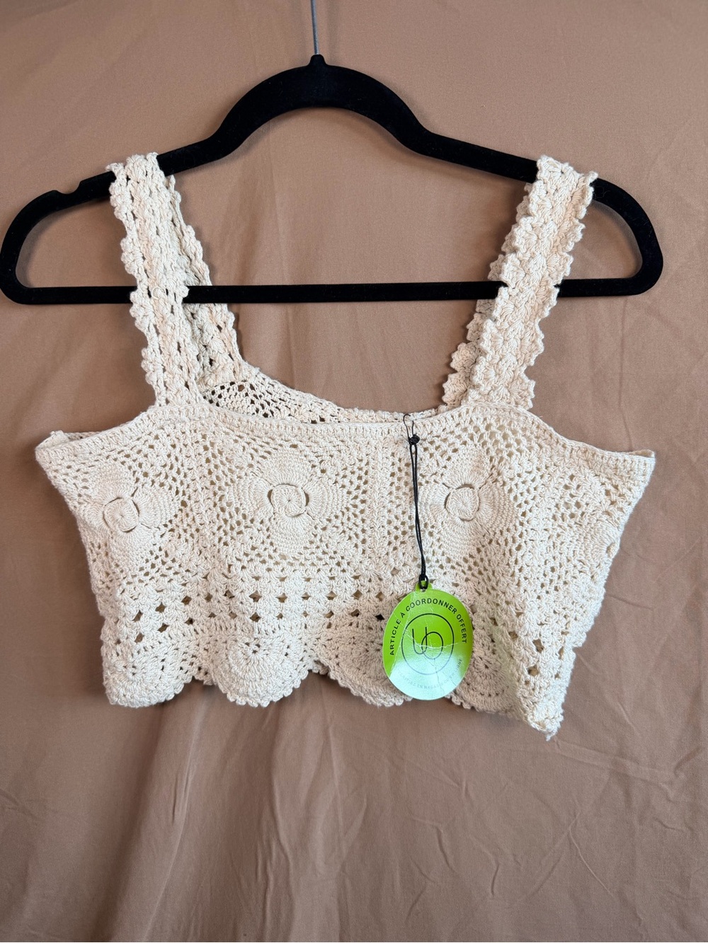 Cream Crochet Floral Crop Top Boho Coastal Cowgirl Festival 100% Cotton